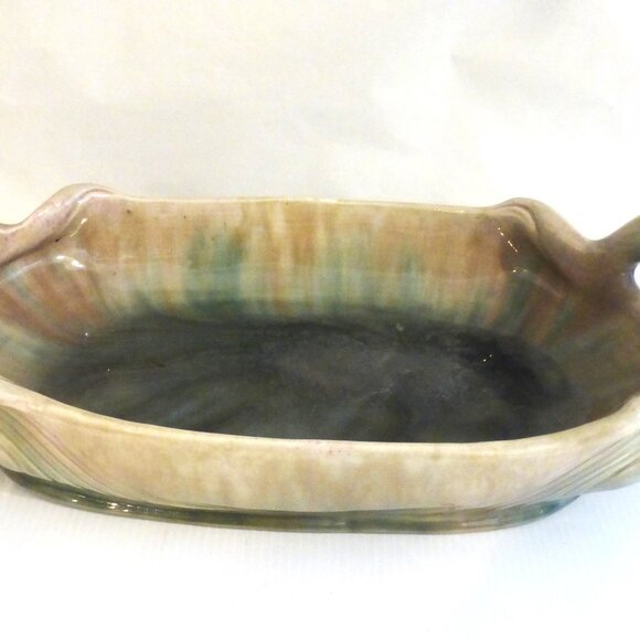 17.5" Deep POTTERY DISH w/ HANDLES Maker's Mark Pottery Planter Pottery Server - Picture 2 of 14